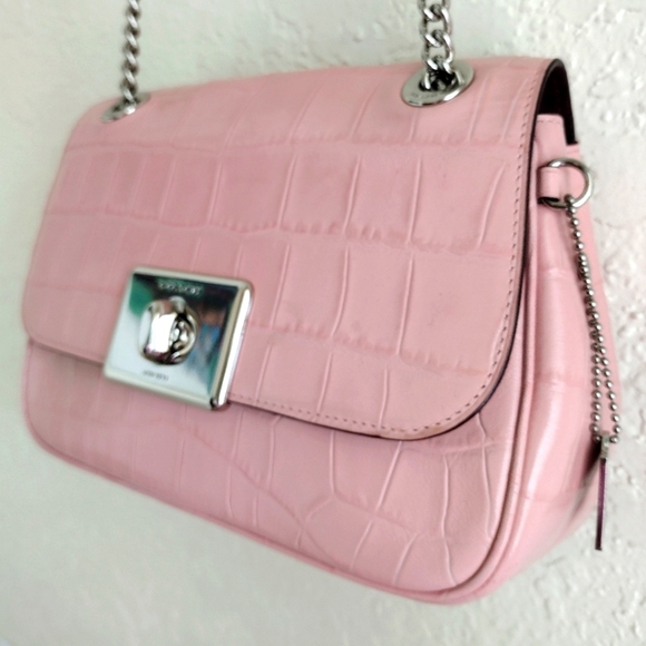 Coach Cassidy Pink Croc Crossbody Bag F38081 - Picture 5 of 17